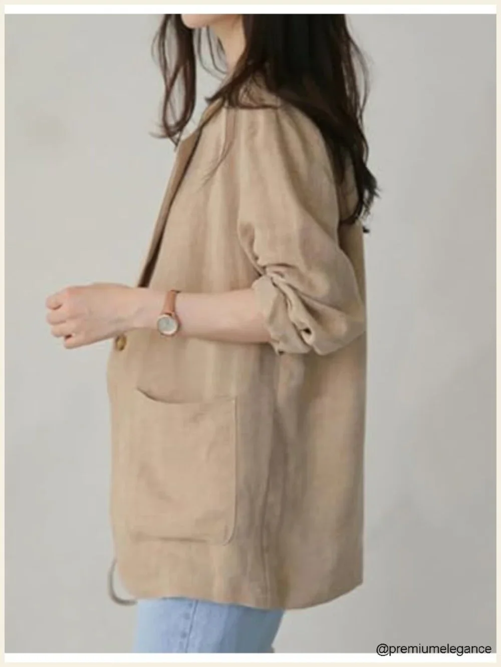Womens Linen Blazer Casual Lightweight Long Sleeve Spring Summer Jacket